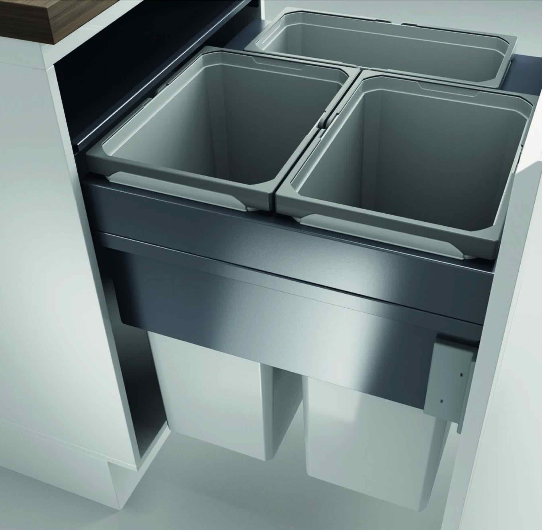 Naber Einbaumülleimer NABER Cox Clan® 580/600-3. Hellgrau, H 580 mm Auszugstechnik: für