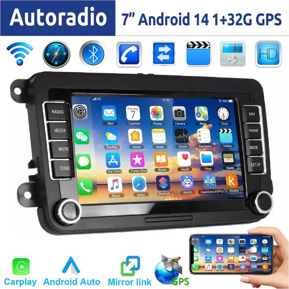 7" Android 14 Für VW GOLF 5 6 Touran EOS Tiguan Polo 6R Passat Caddy Autoradio