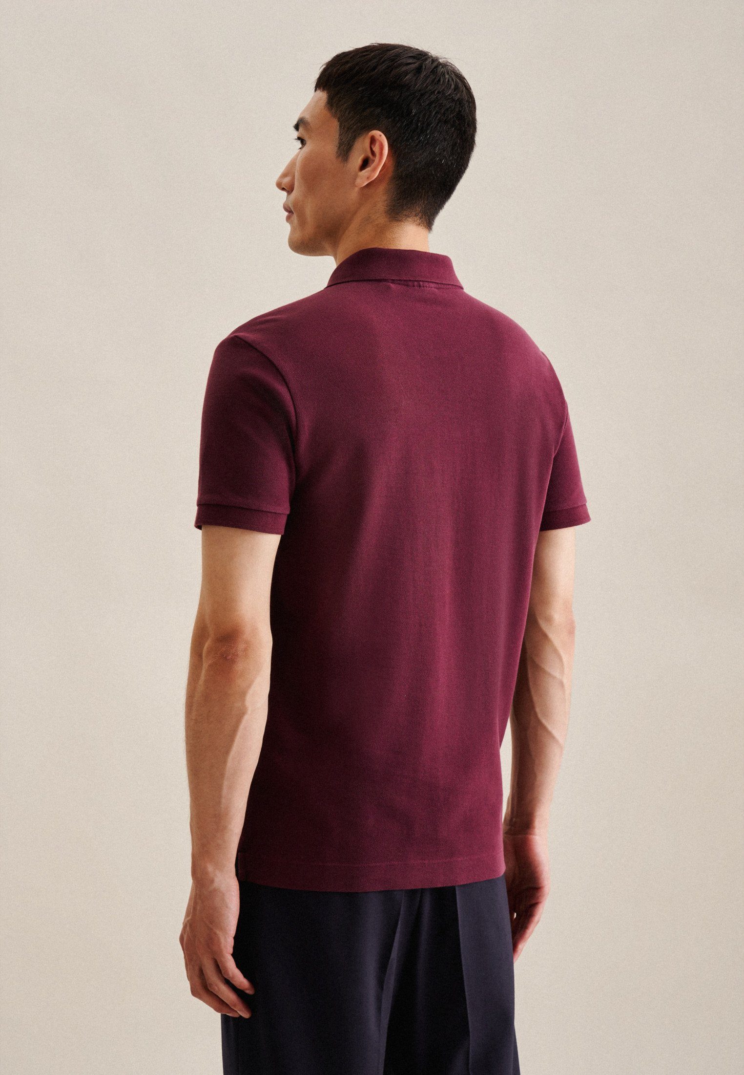 seidensticker Poloshirt Uni Slim Kragen Rot Kurzarm