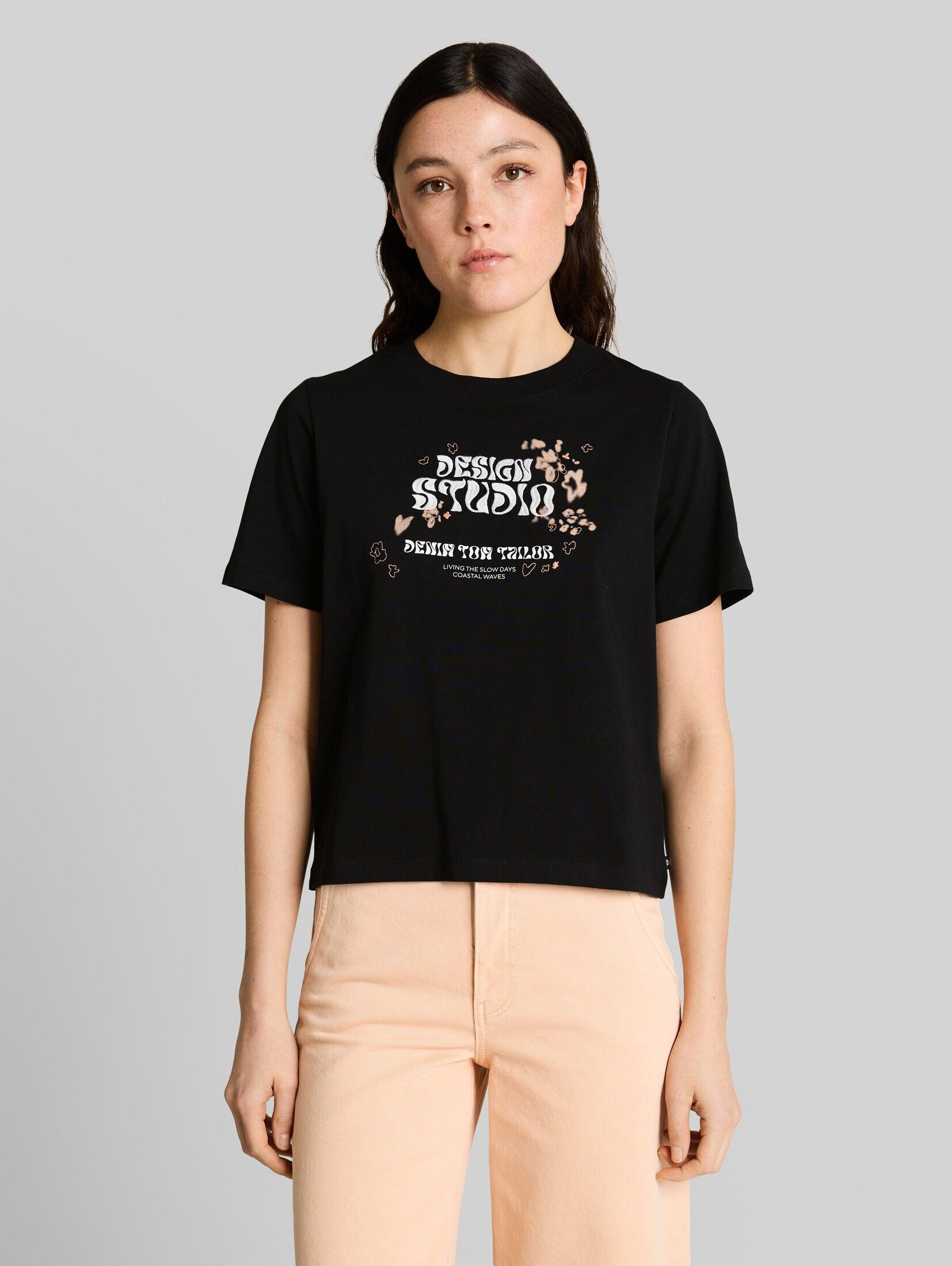 TOM TAILOR Denim T-Shirt T-Shirt Loose Fit T-Shirt mit Stickerei