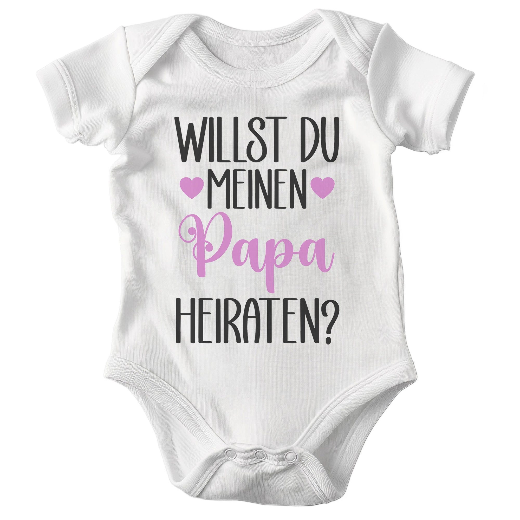 22Feels Kurzarmbody Bio Mädchen Babybody Willst Du Meinen Papa Heiraten Weiss Strampler BIO-Baumwolle - In Deutschland Bedruckt - Niedlicher Print