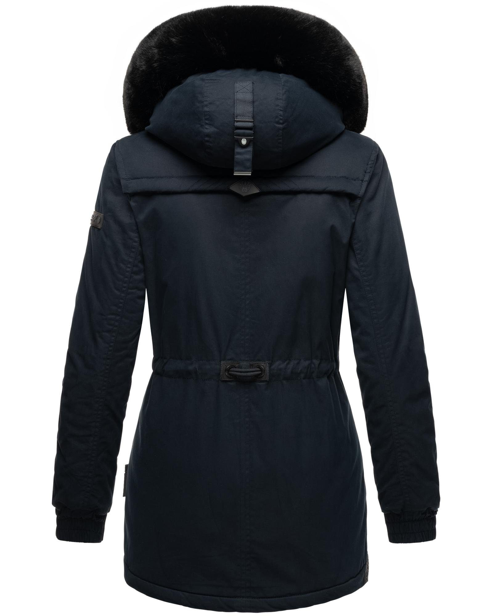 Olessaa Winter den Sportlicher Marikoo Baumwoll-Parka Wintermantel für blau