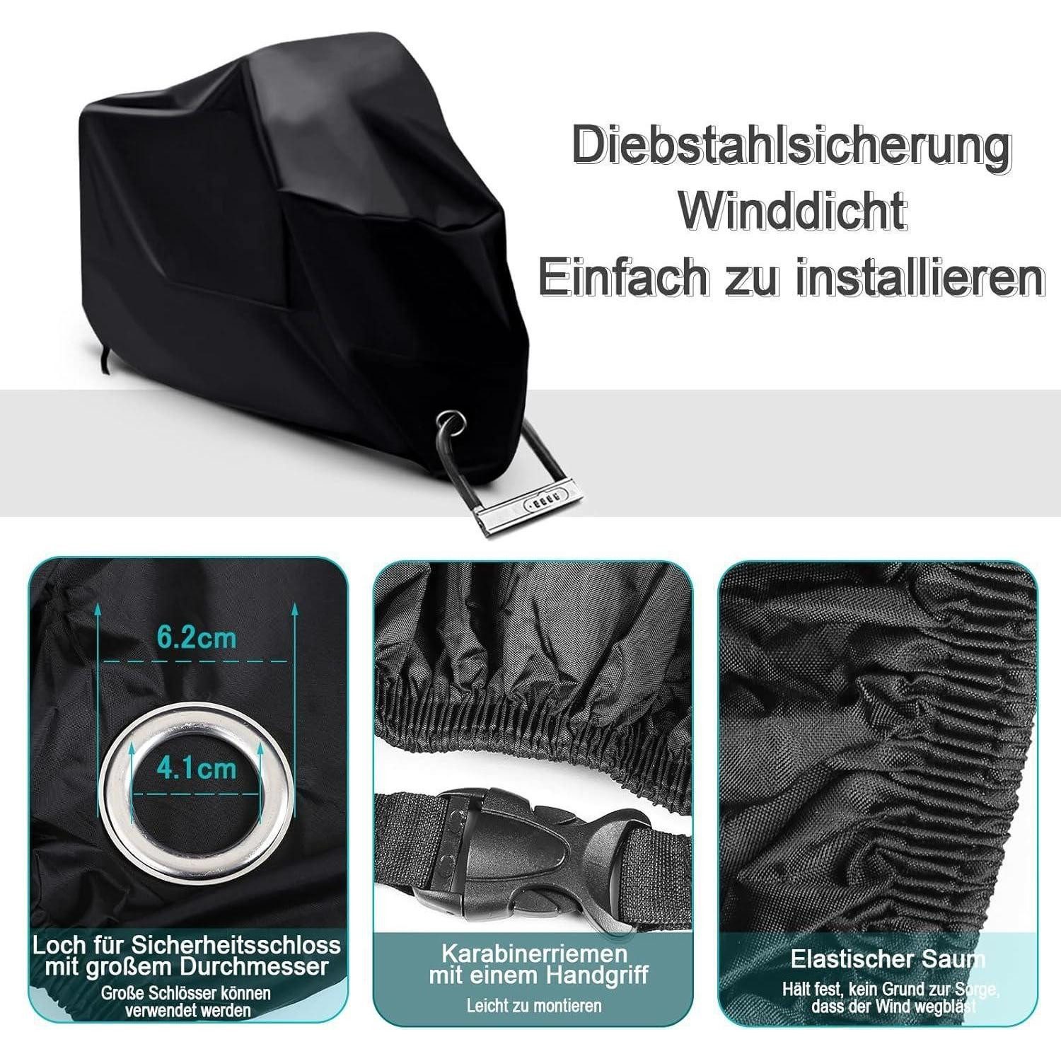 LuxusKollektion Autoplane Motorrad Abdeckplane Winterfest wasserdicht Outdoor 190T 245x105x125cm – Bild 5 von 5