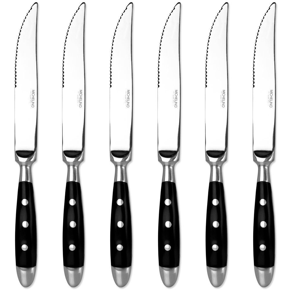 Michelino Steakmesser Set 6-teilig "Brüssel" - Grillmesser Edelstahl (6 Stück)