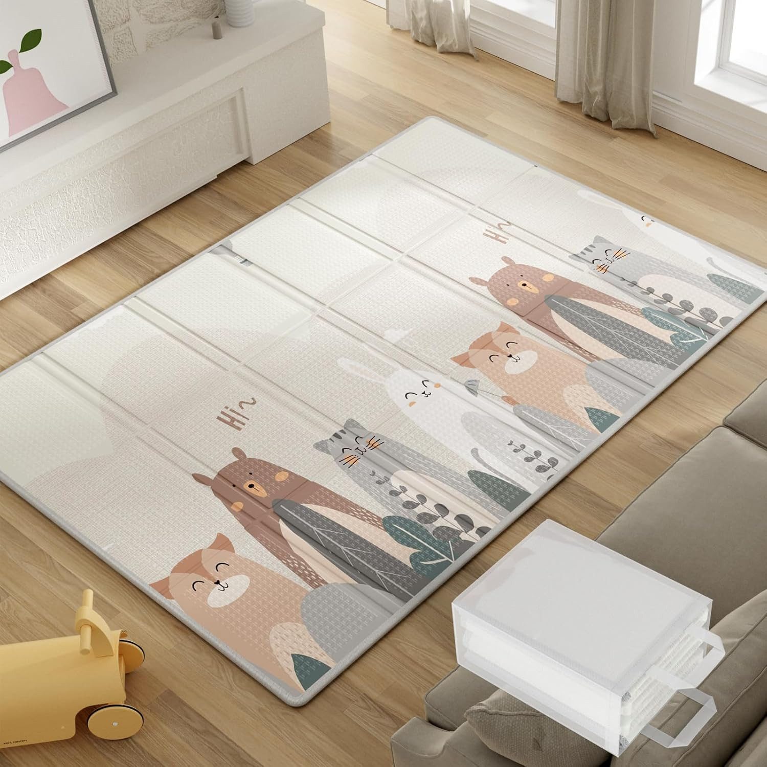 MC Star Laufstall 200x130 cm - Wasserdichte Baby-Krabbelmatte mit Tragetasche (rutschfest & faltbar für Innen- und Außenbereich)