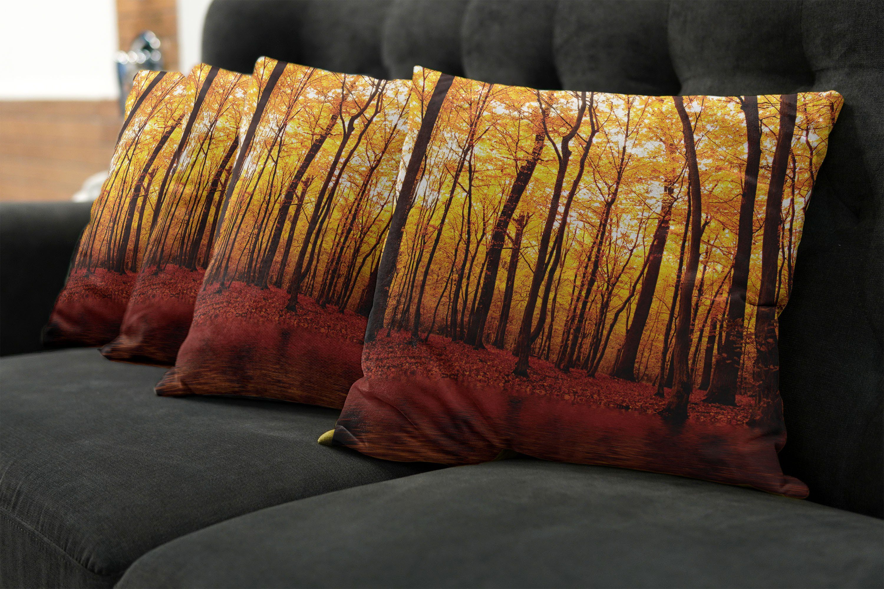 Natur Abakuhaus Doppelseitiger Stück), Accent (4 Herbst-Waldbäume Digitaldruck, Modern Kissenbezüge
