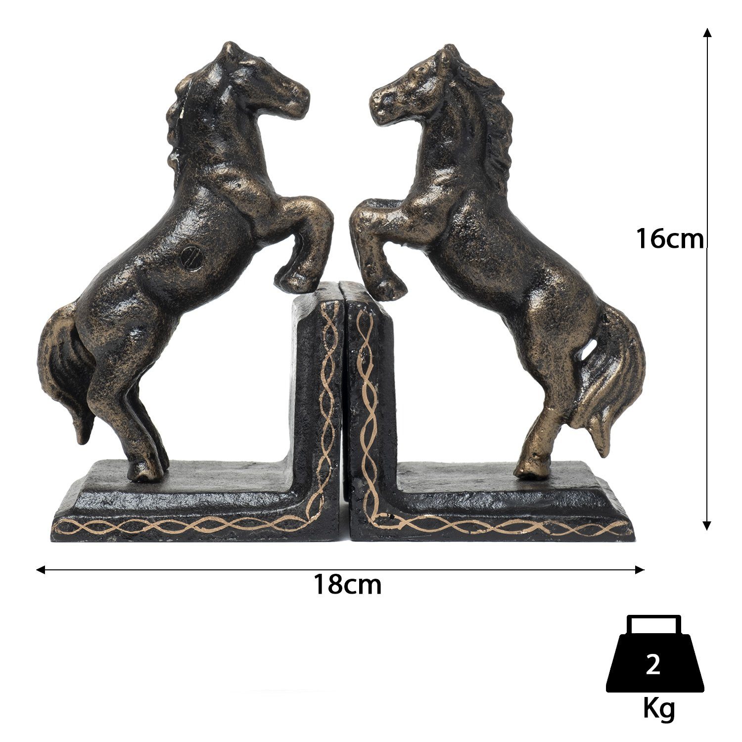 Moritz Buchstütze 2er Set Pferd 8 x 9 x 15 cm, Buchstützen Halter für Regal Buchständer Buchhalter Katzenmotiv