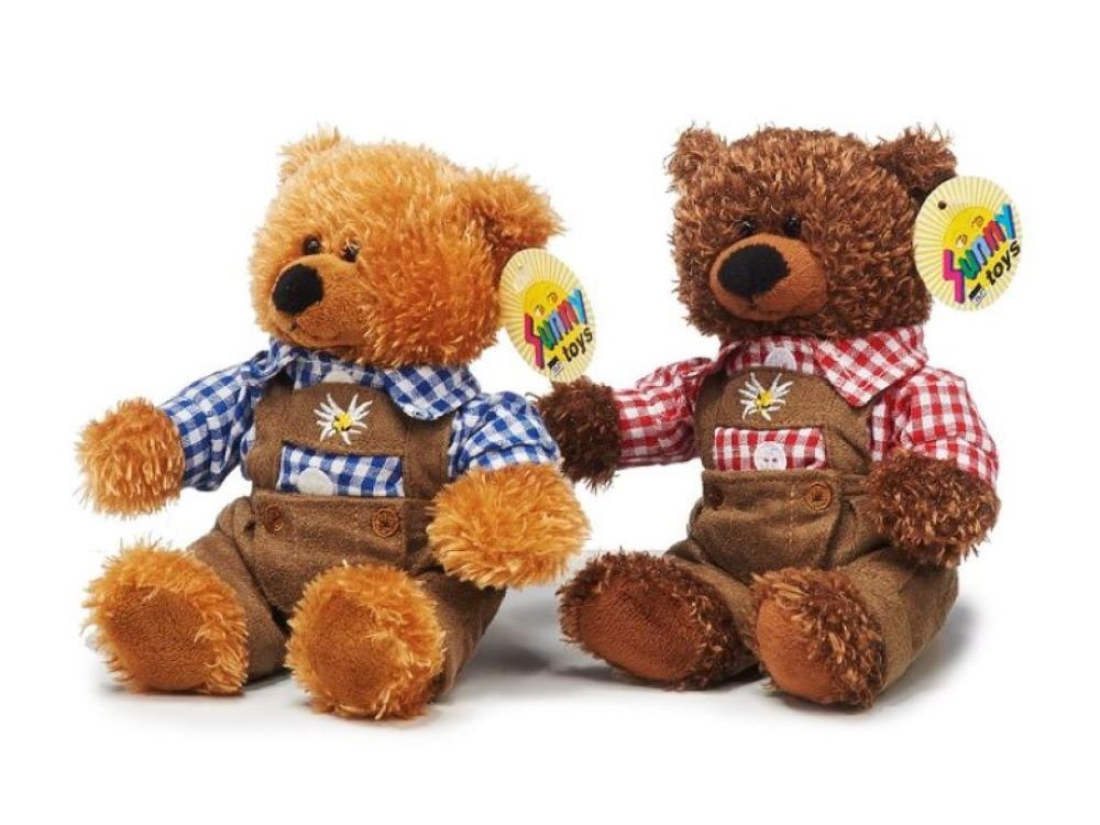 Euro Souvenirs Kuscheltier Trachten-Teddybär braun 17 cm pinkes Hemd Plüschteddy (Stoffteddy, Plüschtier, Stofftier)