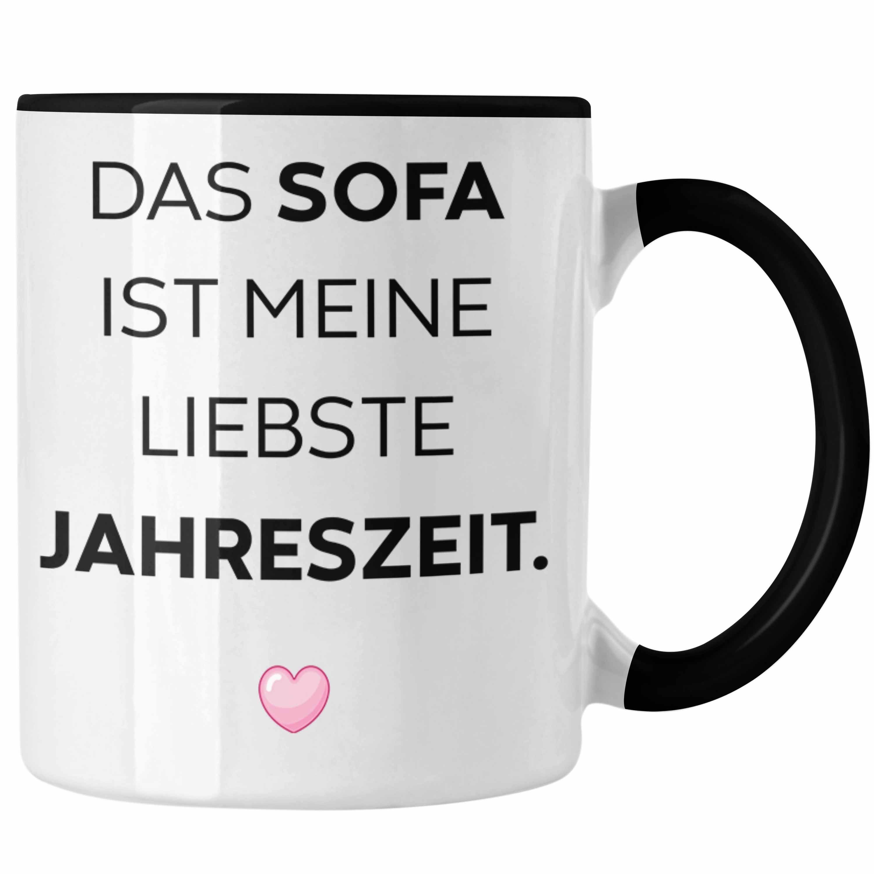 Trendation Tasse Trendation - Lustige Tasse mit Spruch für Frauen Männer Arbeit Büro Lustig Tassen Becher mit Sprüchen Kollegin Geschenk Sarkasmus Sofa Schwarz