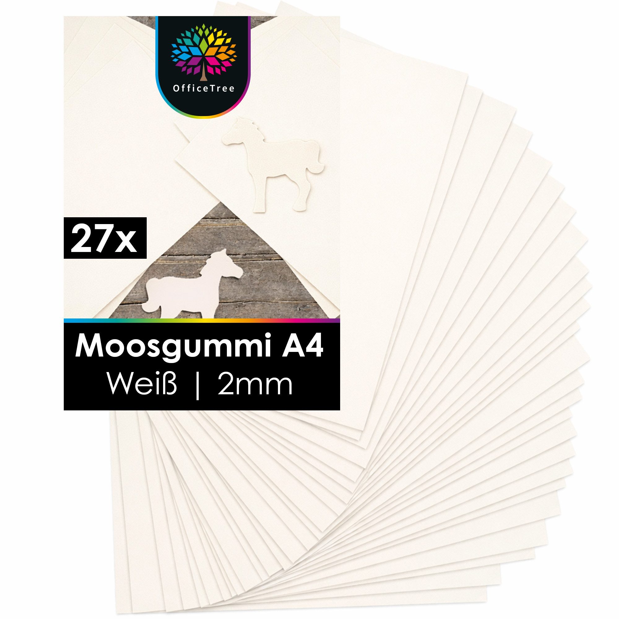 Moritz & Moritz Moosgummi OfficeTree 27x Moosgummi Weiß 2mm A4 - Moosgummiplatten