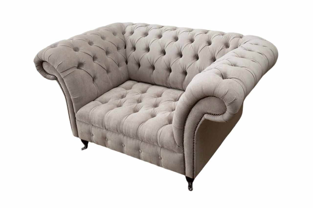 Chesterfield Design Sessel Sitzer Klassisch Grau Wohnzimmer JVmoebel Chesterfield-Sessel, 1