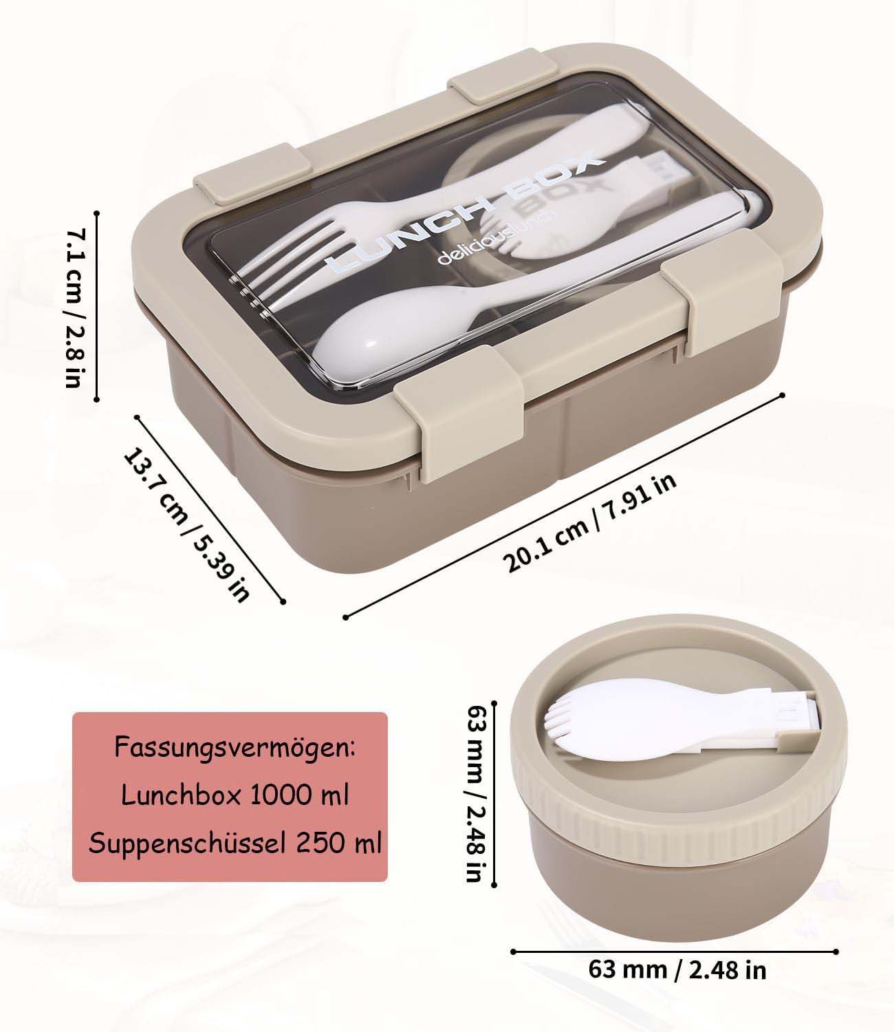 Agger Lunchbox für Kinder und Erwachsene, Brotdose mit Fächern