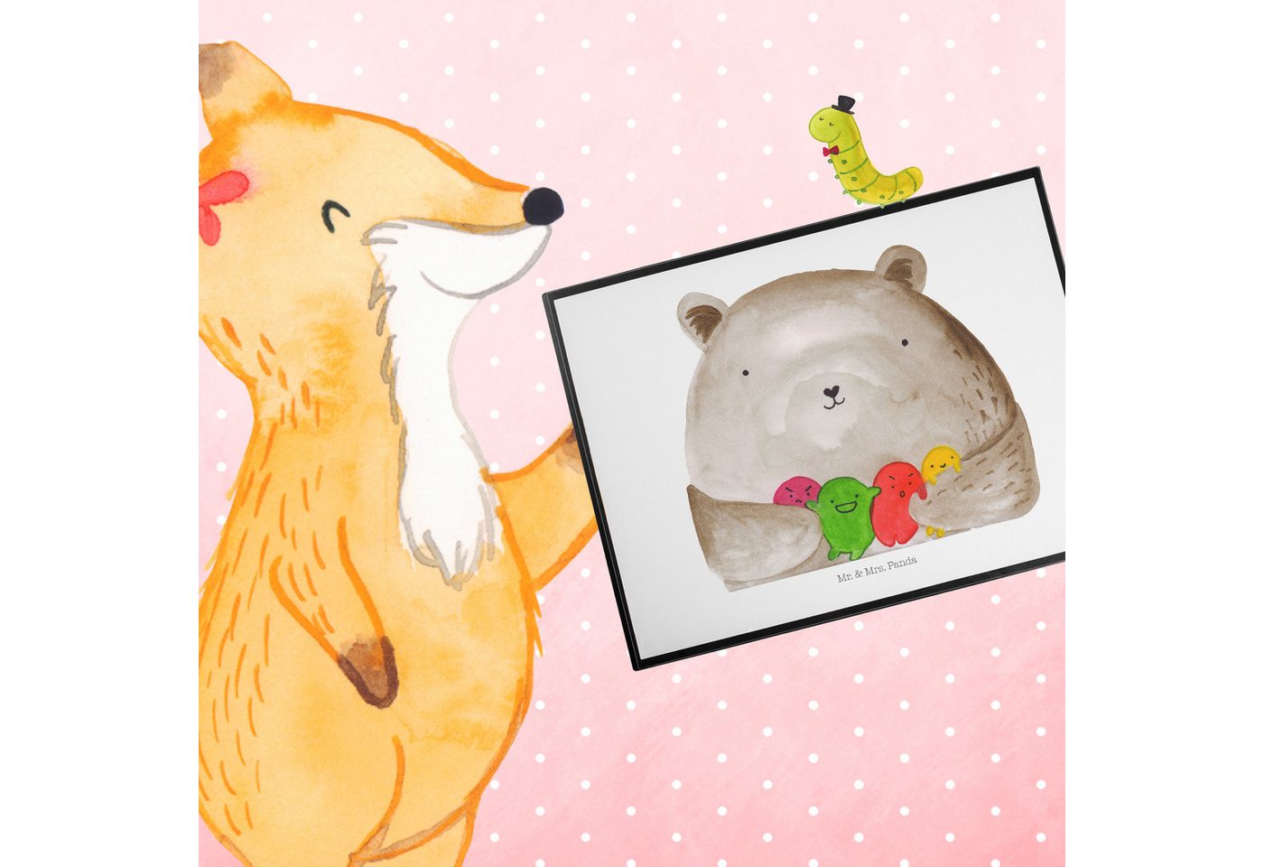 Thumbnail - Mr. & Mrs. Panda Schreibtischunterlage Bär Gefühl - Weiß - Geschenk, Schreibtischunterlage Groß, Bürobedarf, (Packung, 1...