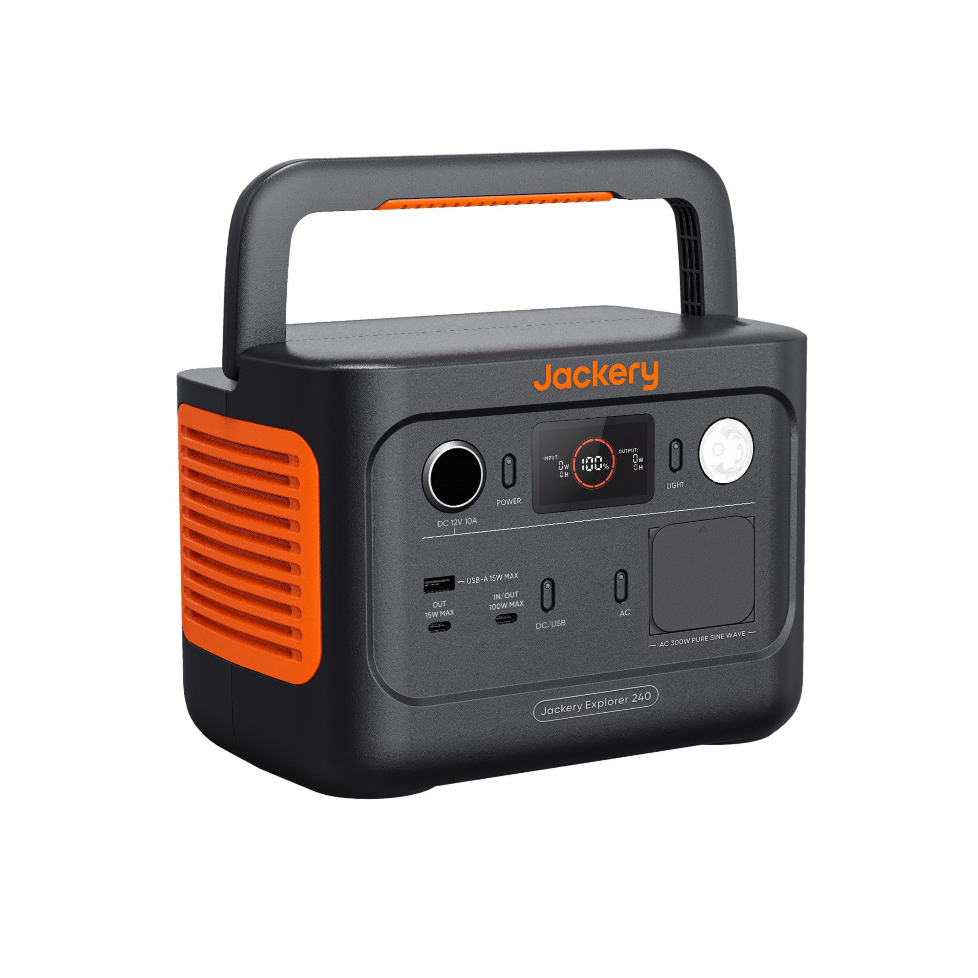 Jackery Stromerzeuger Explorer 240 v2 Tragbare Powerstation, 256Wh LiFePO4 Solargenerator, 0,6 in kW, 300W AC/100W USB-C Ausgang, für …