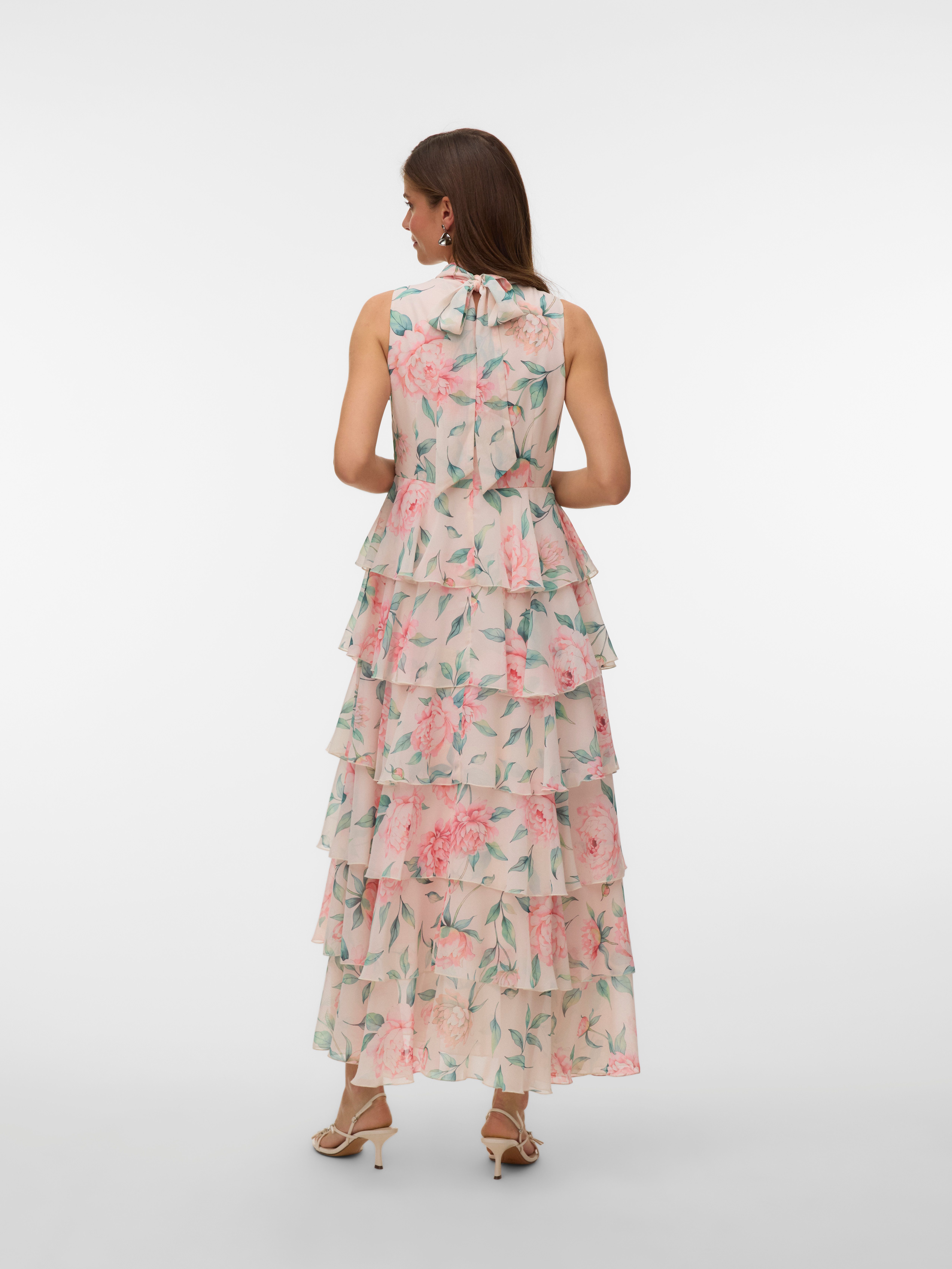 Vero Moda Maxikleid VMFELICIA SL HIGHNECK RUF MAXI DRESS EXP Kunstfaser