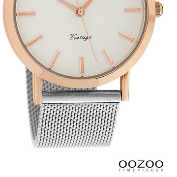 OOZOO Quarzuhr Oozoo Damen Armbanduhr Timepieces Analog, (Analoguhr), Damenuhr rund, mittel (ca. 38mm) Metallarmband, Fashion-Style