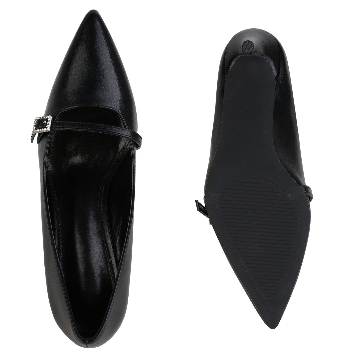 VAN HILL 841484 Pumps Damen Spitze Pumps Klassische Schnallen Absatzschuhe Strass