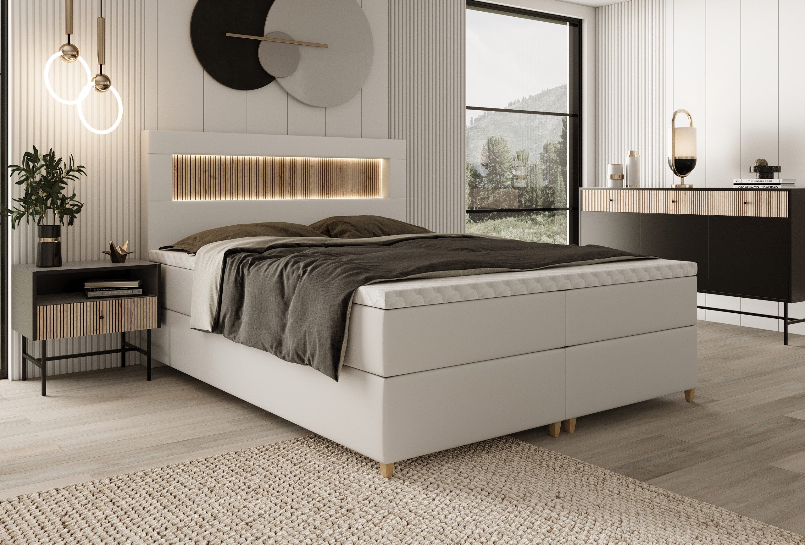 wonello Boxspringbett Espoo 2, mit LED-Beleuchtung, günstig online kaufen