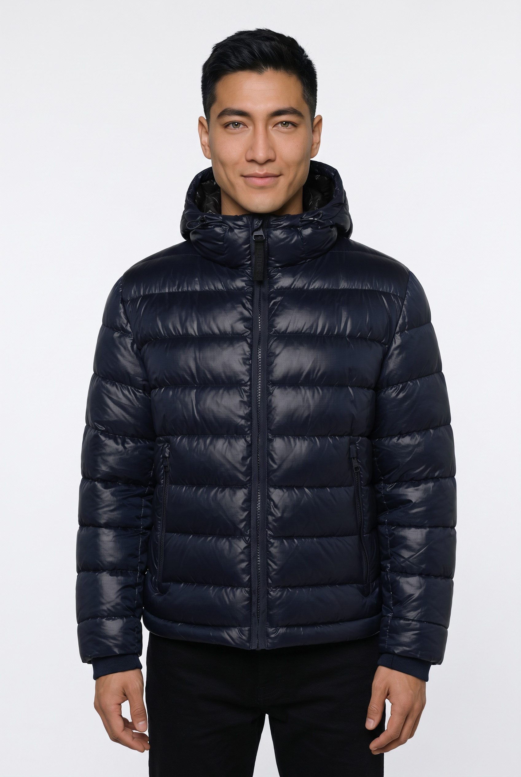 Strellson Steppjacke Baveno Light Weight leicht glänzende Oberfläche, mit Kapuze, Wattierung aus Kunstdaunen