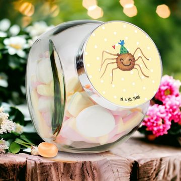 Mr. & Mrs. Panda Vorratsglas L 870ml Spinne Agathe Party - Gelb Pastell - Geschenk, Glück, Selbstl, Premium Glas, (1-tlg), Designvielfalt