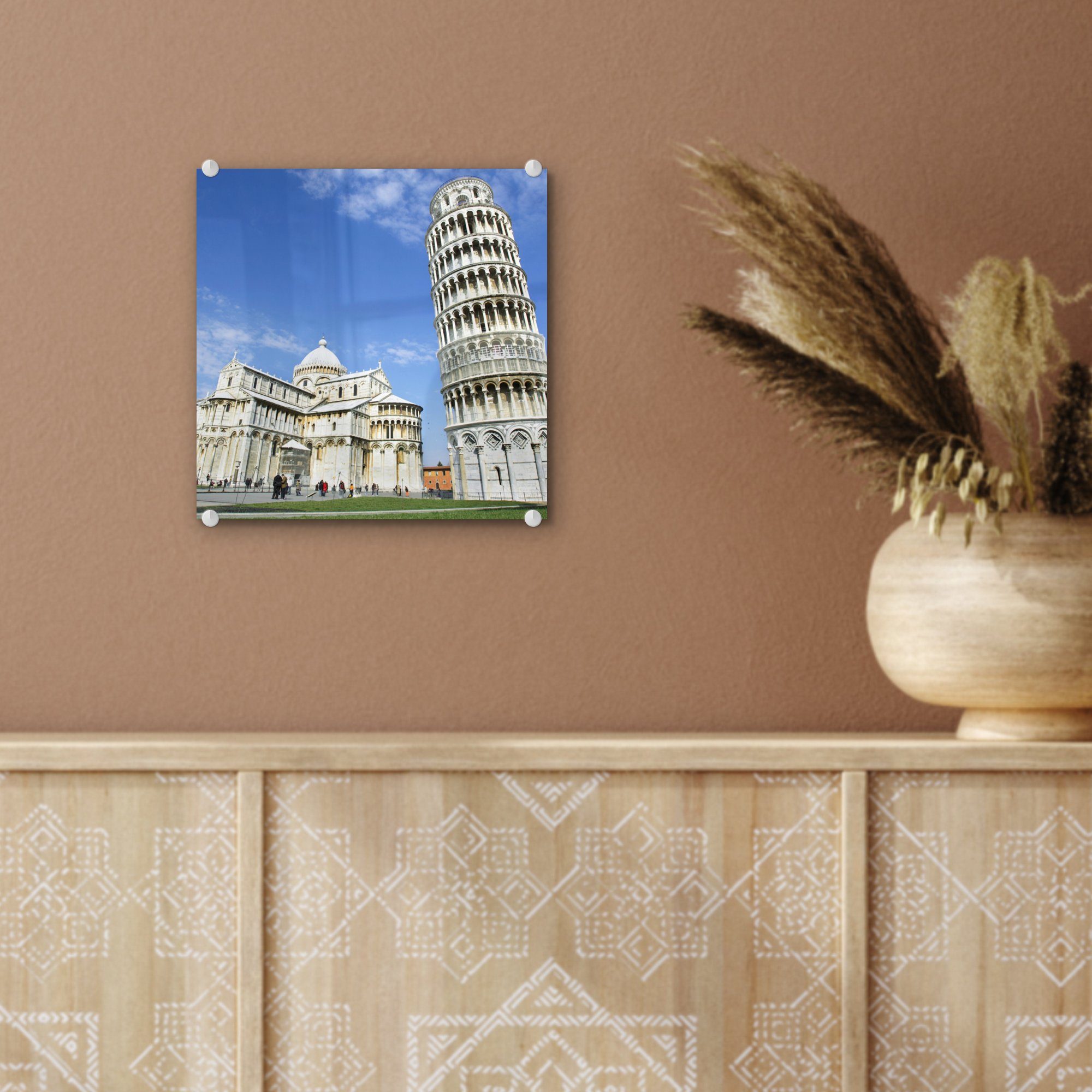 Glas Kathedrale Santa MuchoWow - Wandbild Foto Bilder der St), Acrylglasbild Wanddekoration - Pisa auf Turm Der neben Assunta, - Glasbilder auf (1 Glas von Maria