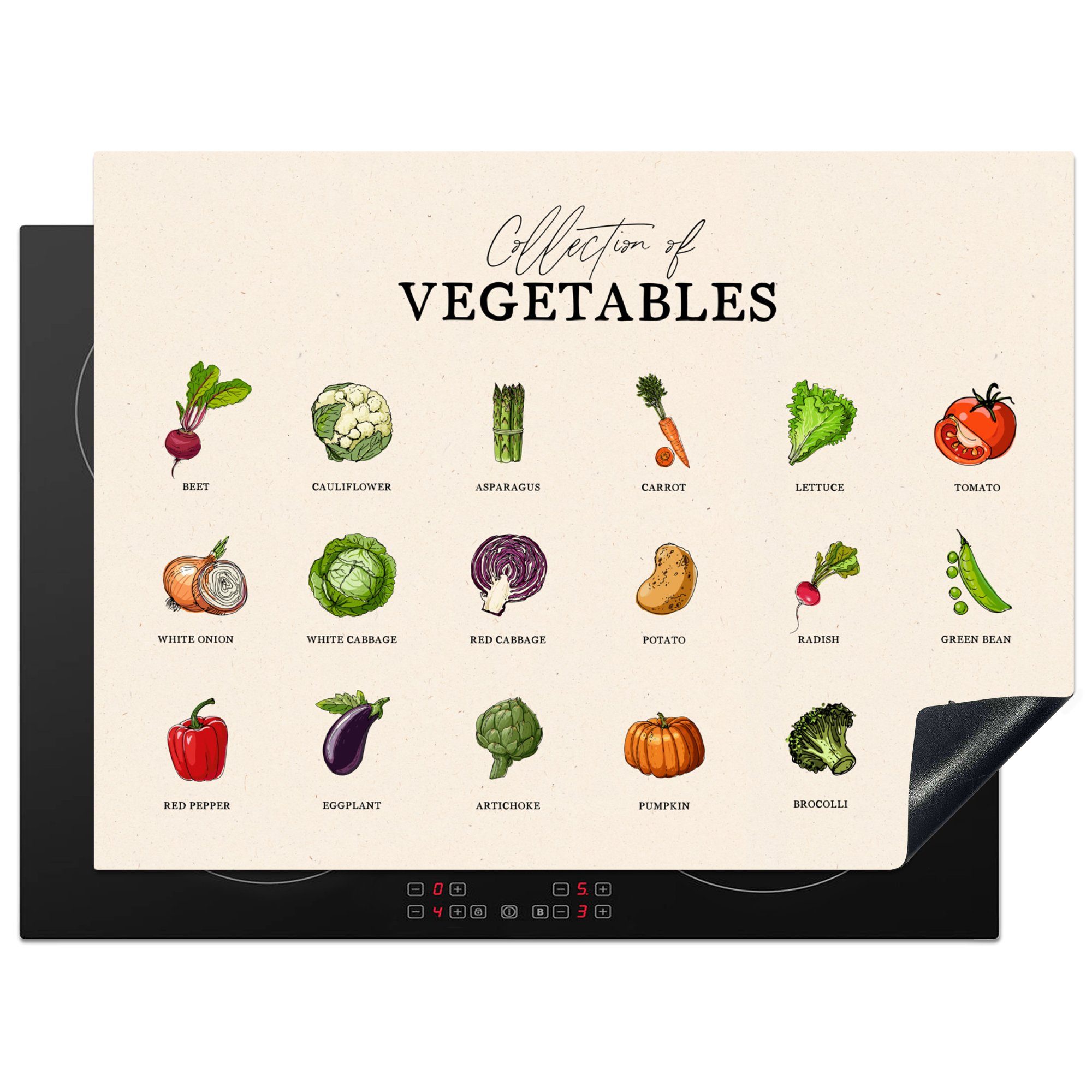 MuchoWow Herdblende-/Abdeckplatte Gemüse - Lebensmittel - Küche, Vinyl, (1 tlg), 71x52 cm, Induktionskochfeld Schutz für die küche, Ceranfeldabdeckung