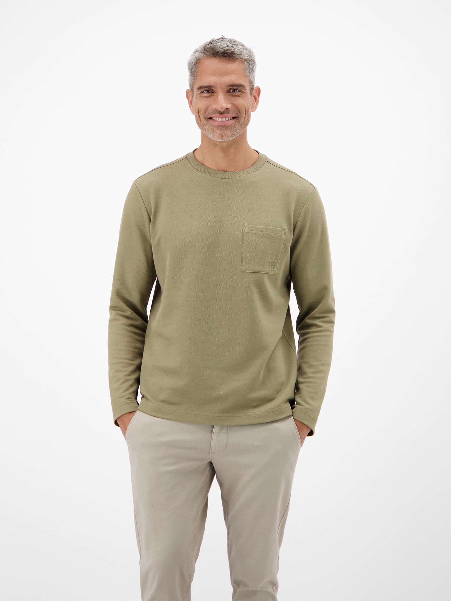 LERROS Langarmshirt mit Rundhals und Brusttasche
