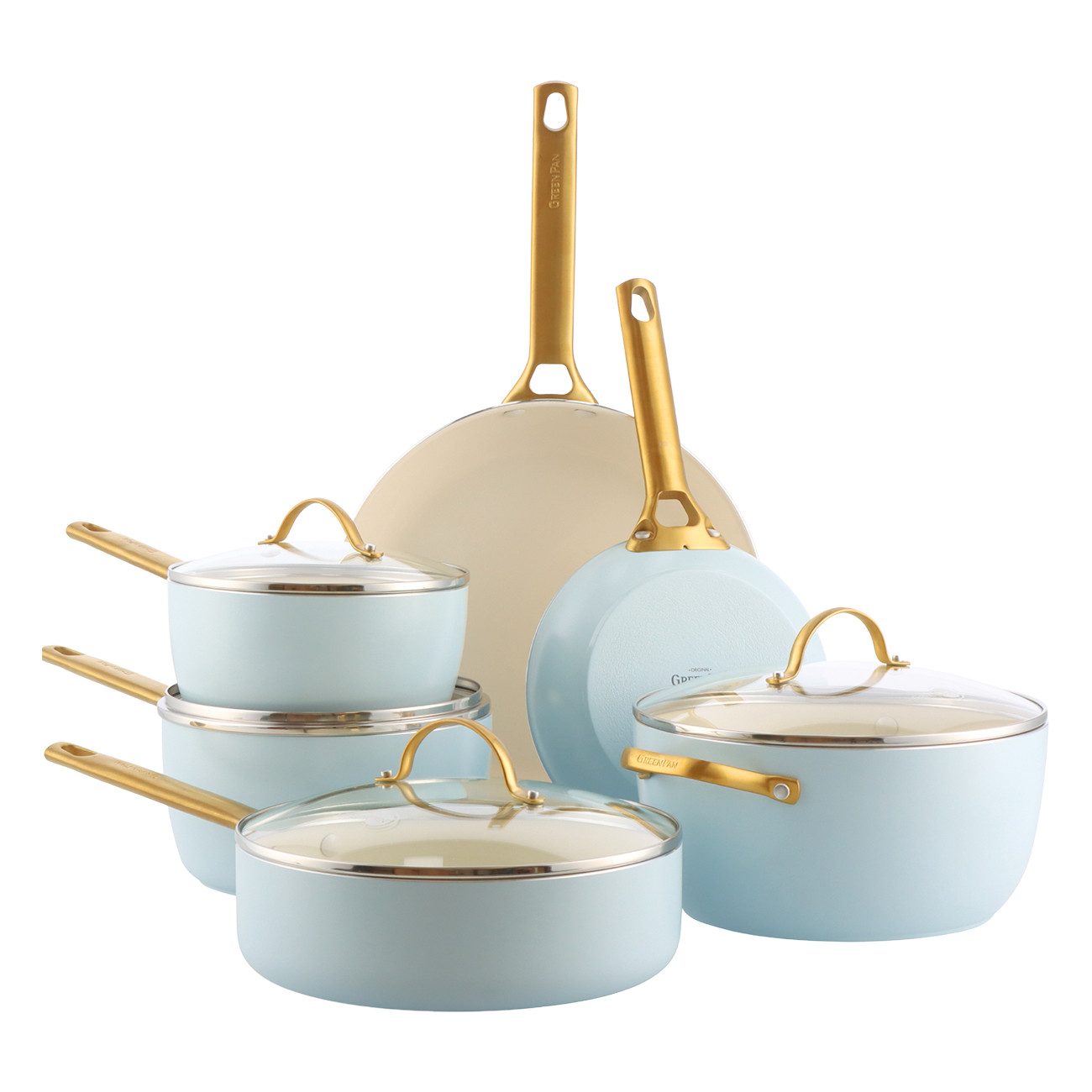 GREENPAN Pfannen-Set Padova Reserve 6-tlg. Topf & Pfannen-Set Spülmaschinenfest, Aluminium, Kratzfest, Keramik, alle Herdarten, Backofengeeignet Ø 18-28 cm