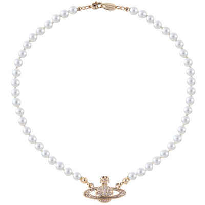 Leway Collier »Saturn Perlenkette Weiß Planet Kristalle Halskett Damen Planet Halskette Freundin Geburtstag heiraten Damenkette 38+ 5cm«