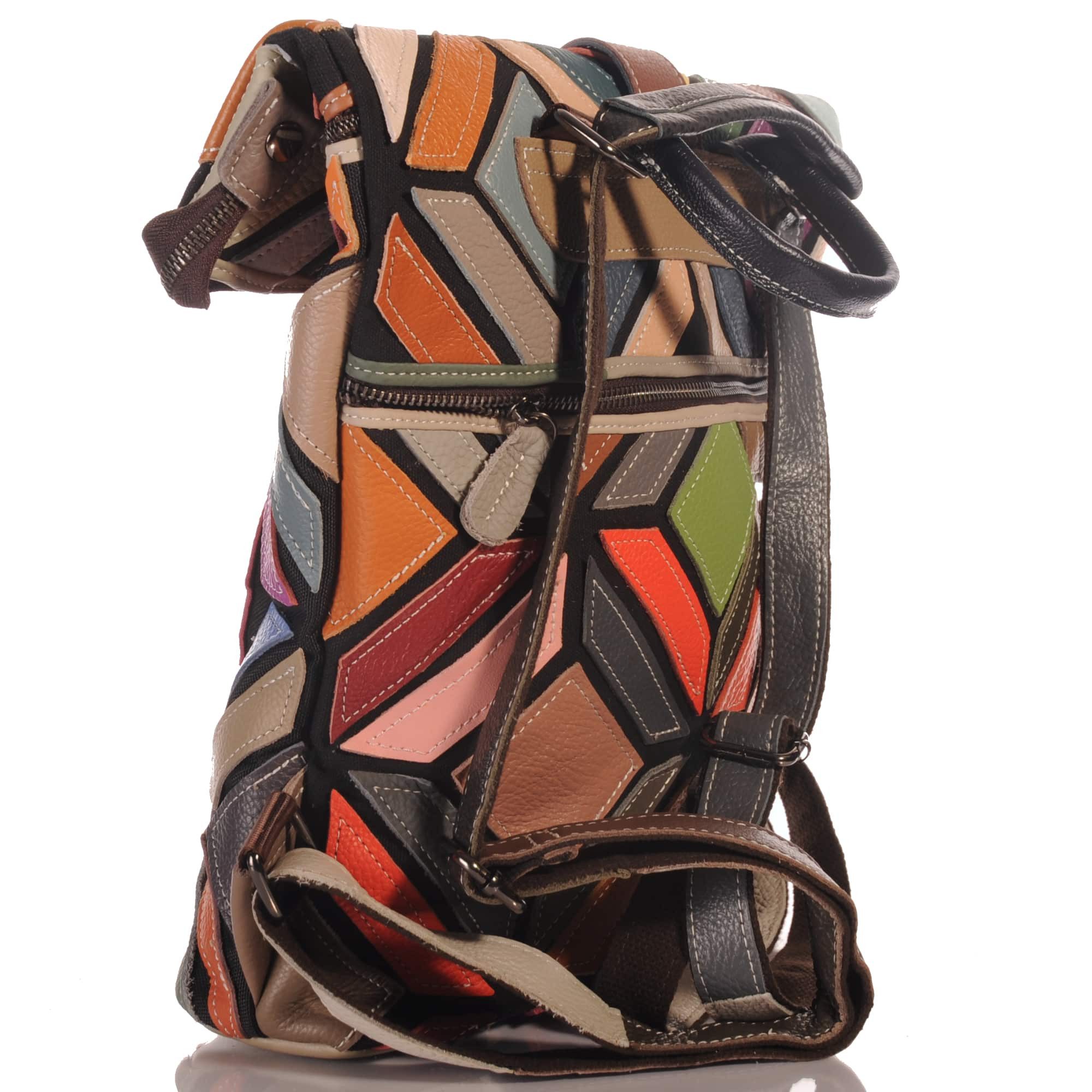 KMISSO Henkeltasche Handgefertigter Pachwork Design Echtleder Cyty Back Ruc günstig online kaufen