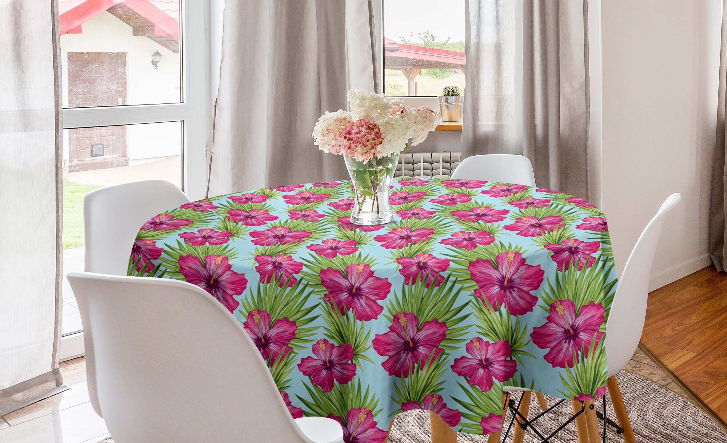 Abakuhaus Tischdecke Kreis Tischdecke Abdeckung für Esszimmer Küche Dekoration, Aloha Von Hand gezeichnet Sommer-Muster | Tischdecken