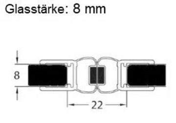 Kristhal Dusch- & Baddesign Duschdichtung Tür-Magnetdichtung 180° (1 Paar), für 6 und 8 mm universal, L: 200 cm, individuell kürzbar