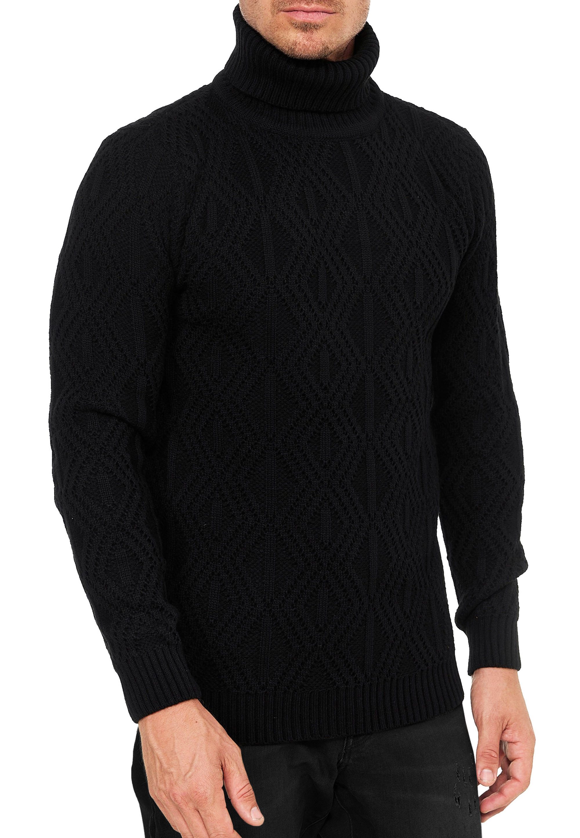 R-NEAL Rollkragenpullover Melierter Grobstrick Rollkragen-Pullover Business günstig online kaufen