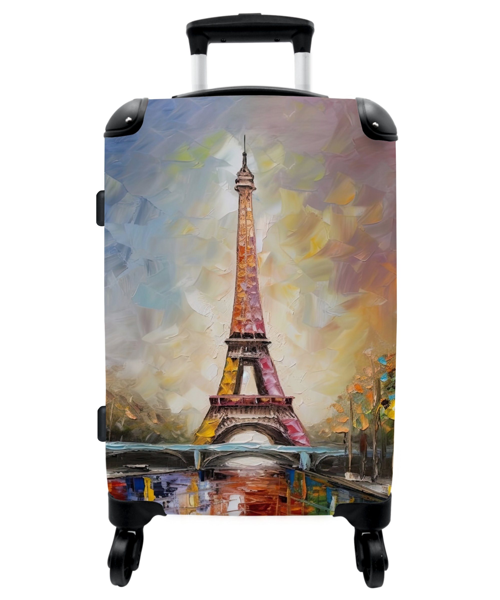 NoBoringSuitcases.com© Koffer 67x43x25cm Eiffelturm - Ölgemälde - Paris, 4 Rollen, Aufgabegepäck Trolley Rollkoffer Große Reisekoffer mit 4 Rollen -