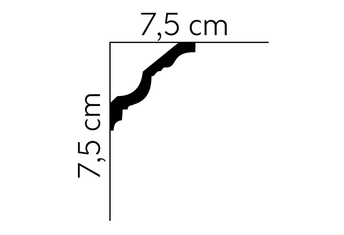 Thumbnail - Mardom Deckenleiste MDA106 Profoam 75 x 75 x 2000 mm Weiß Stuckleiste bauchig, Kleben, Polyurethan