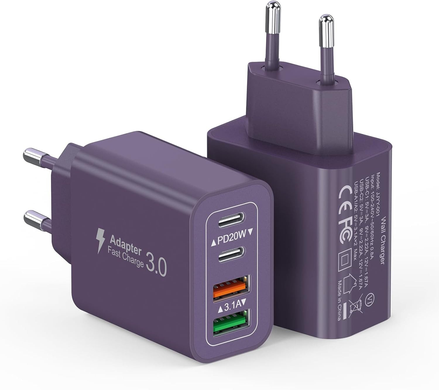 40W USB-C Ladegerät Schnellladeadapter für iPhone & Samsung USB-Ladegerät