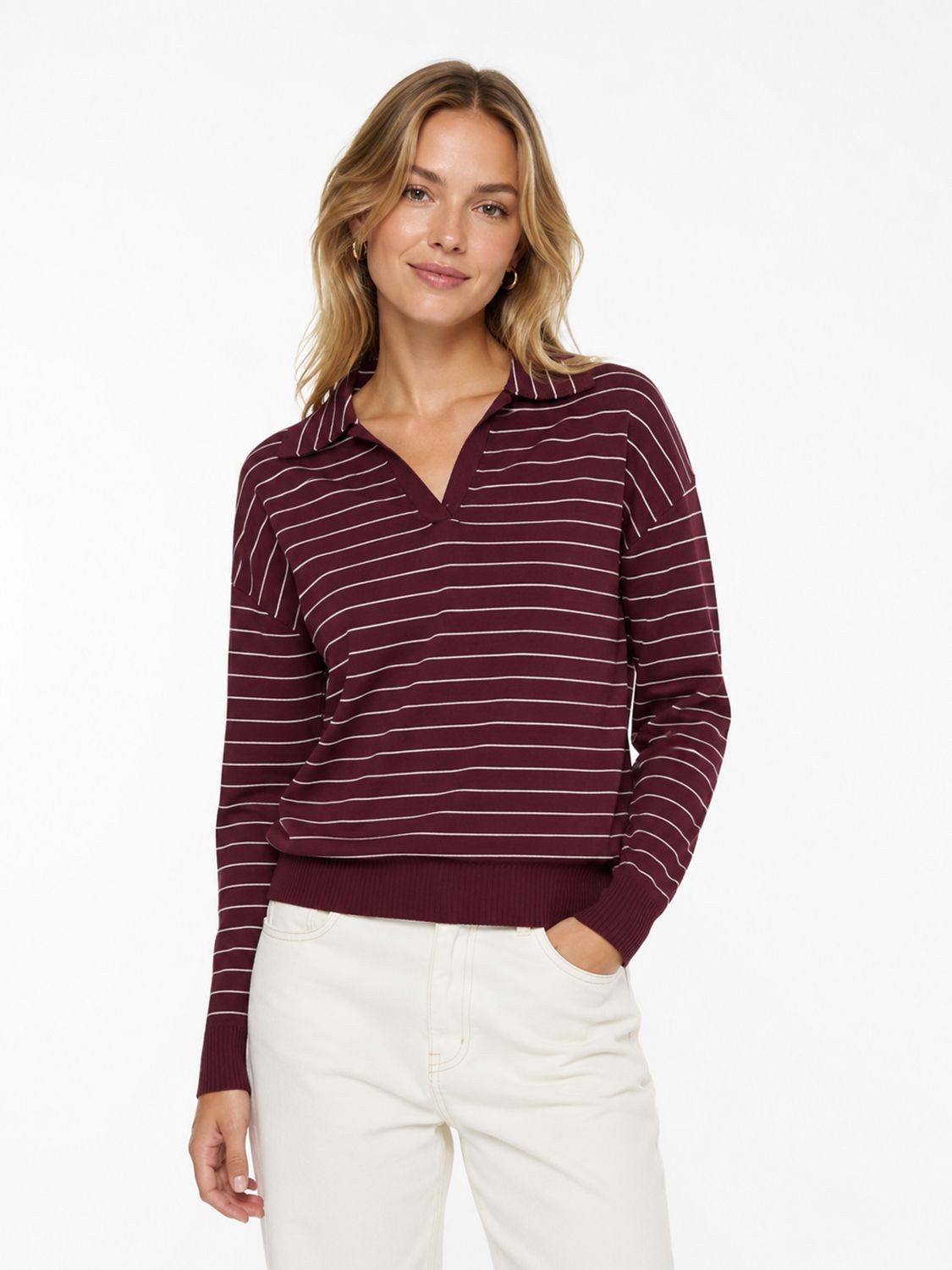 Mos Mosh V-Ausschnitt-Pullover MMAliz Caliz LS Placket Knit