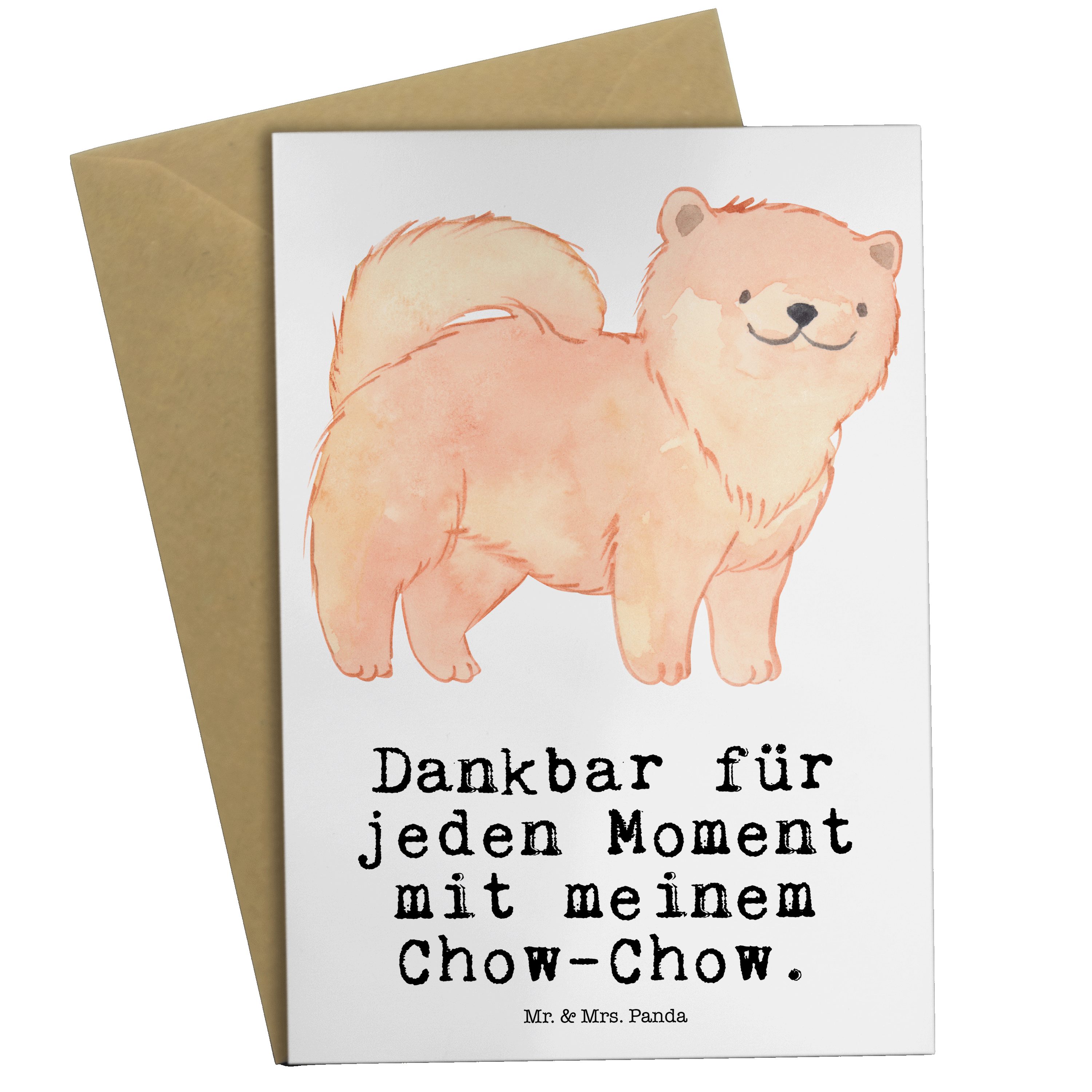Mr. & Mrs. Panda Grußkarte Chow-Chow Moment - Weiß - Geschenk, Tierfreund, Asiatischer Spitz, Gl