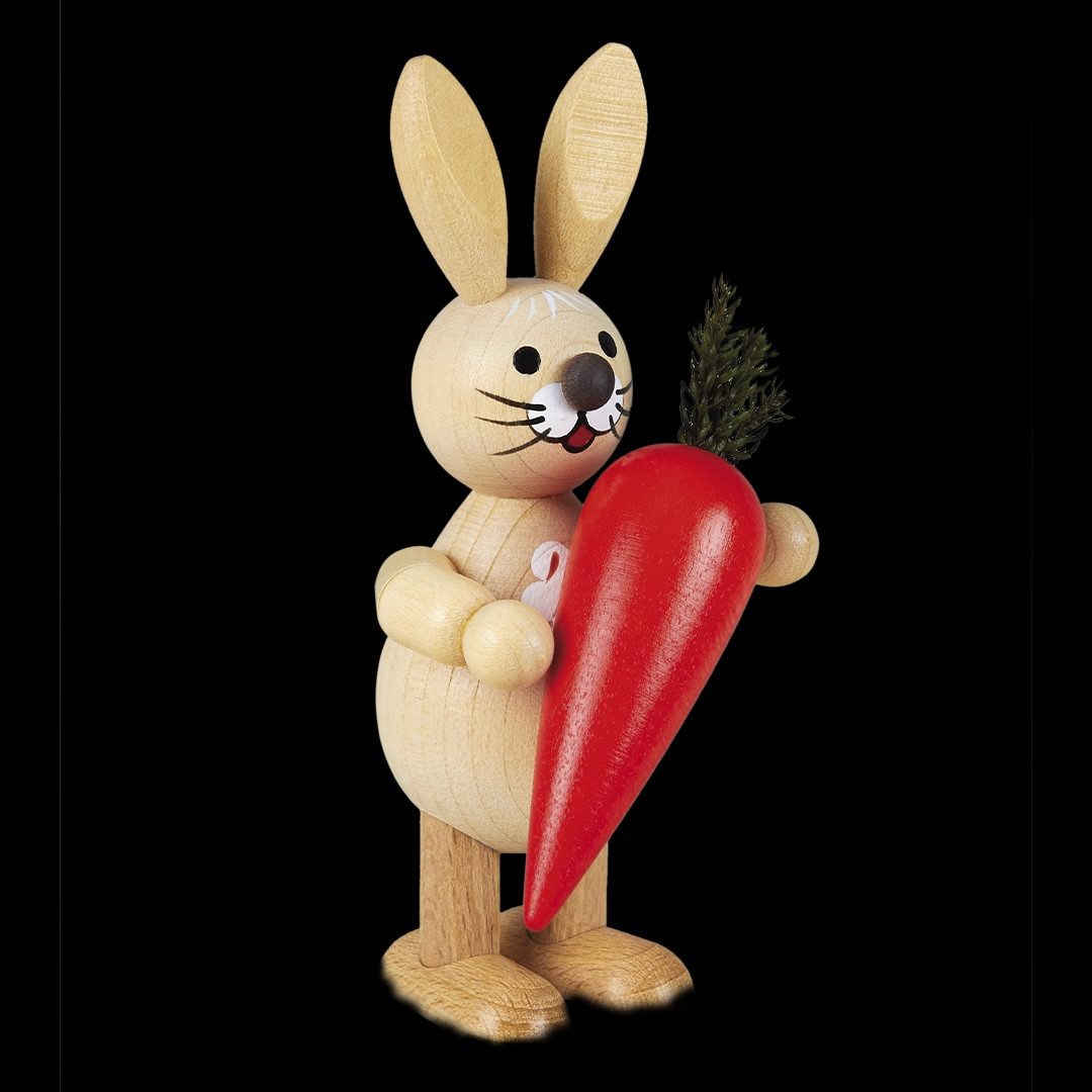 Drechslerei Volkmar Wagner Osterhase Wagner Osterhase mit großer Möhre (1 St), Handarbeit aus dem Erzgebirge