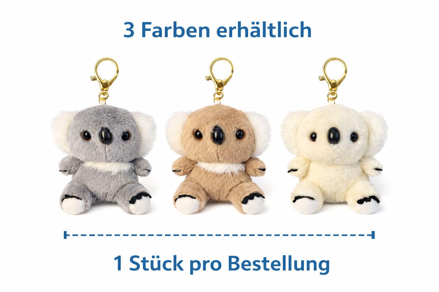 soma Schlüsselanhänger Koala Schlüsselanhänger Plüsch 12cm weich Kuscheltier Anhänger grau (Set, 1-tlg., Geschenk-Set), Extra weich mit stabilem Metallring und detailreichem Design