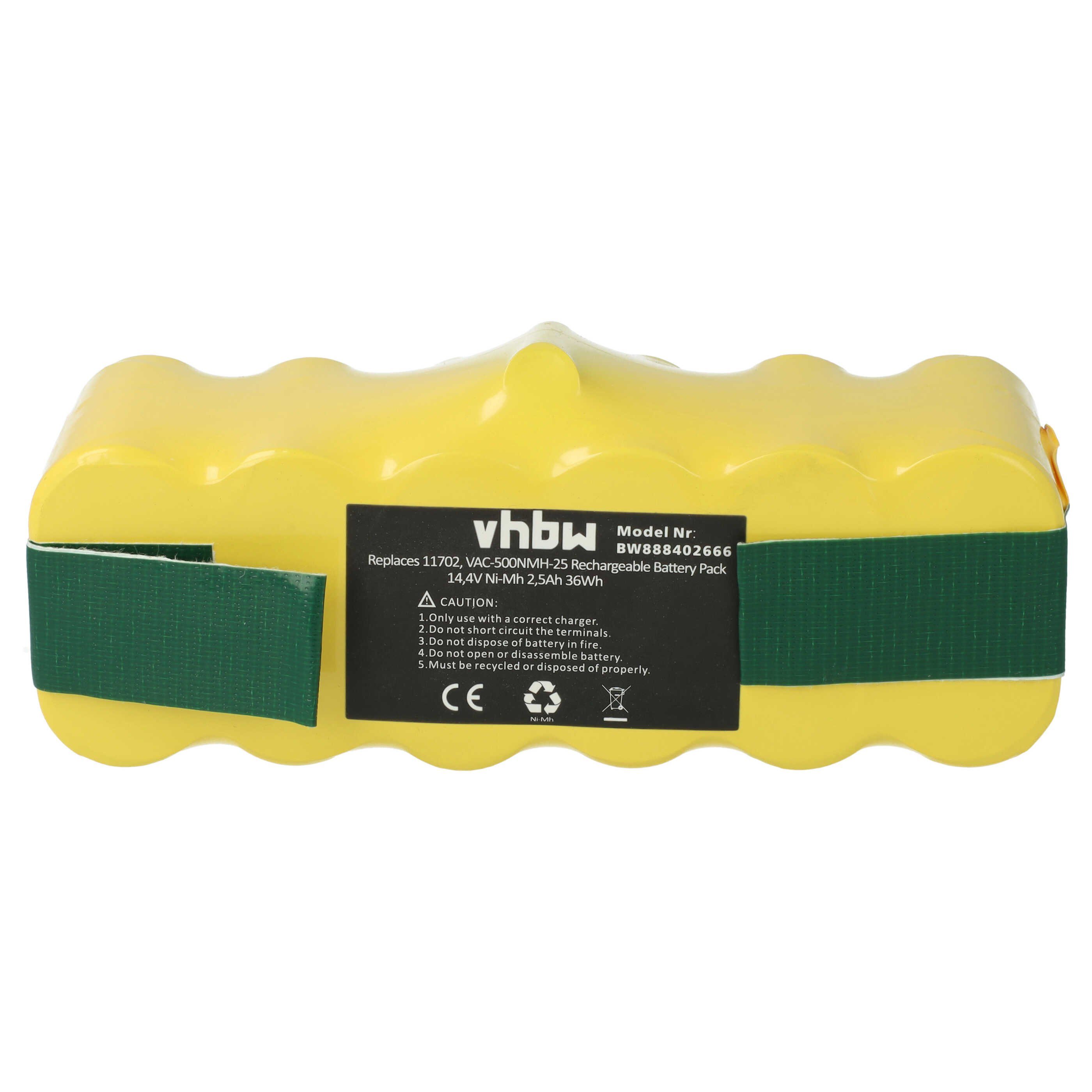 vhbw Akku passend für iRobot Roomba 621, 614, 651, 605, 611, 618, 610, 630, Staubsauger-Akku Akku NiMH 2500 mAh (14,4 V, 1 St), Leistungsfähiger Austausch-Akku für Ihren Saugroboter