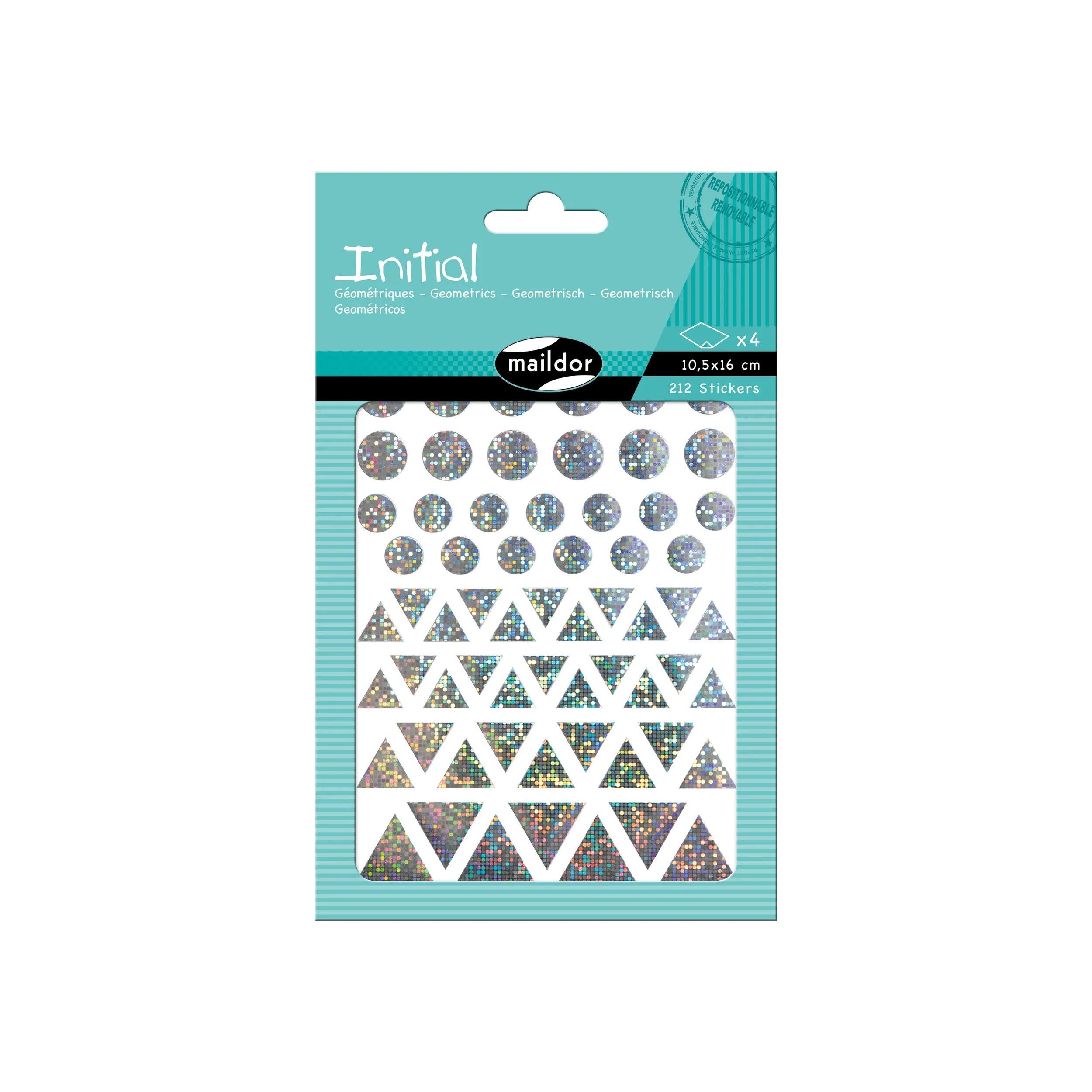 maildor Sticker 10x Initial, 4 Bogen 10,5x16cm, Holografiefolie Silber AE025O, My Mandarine