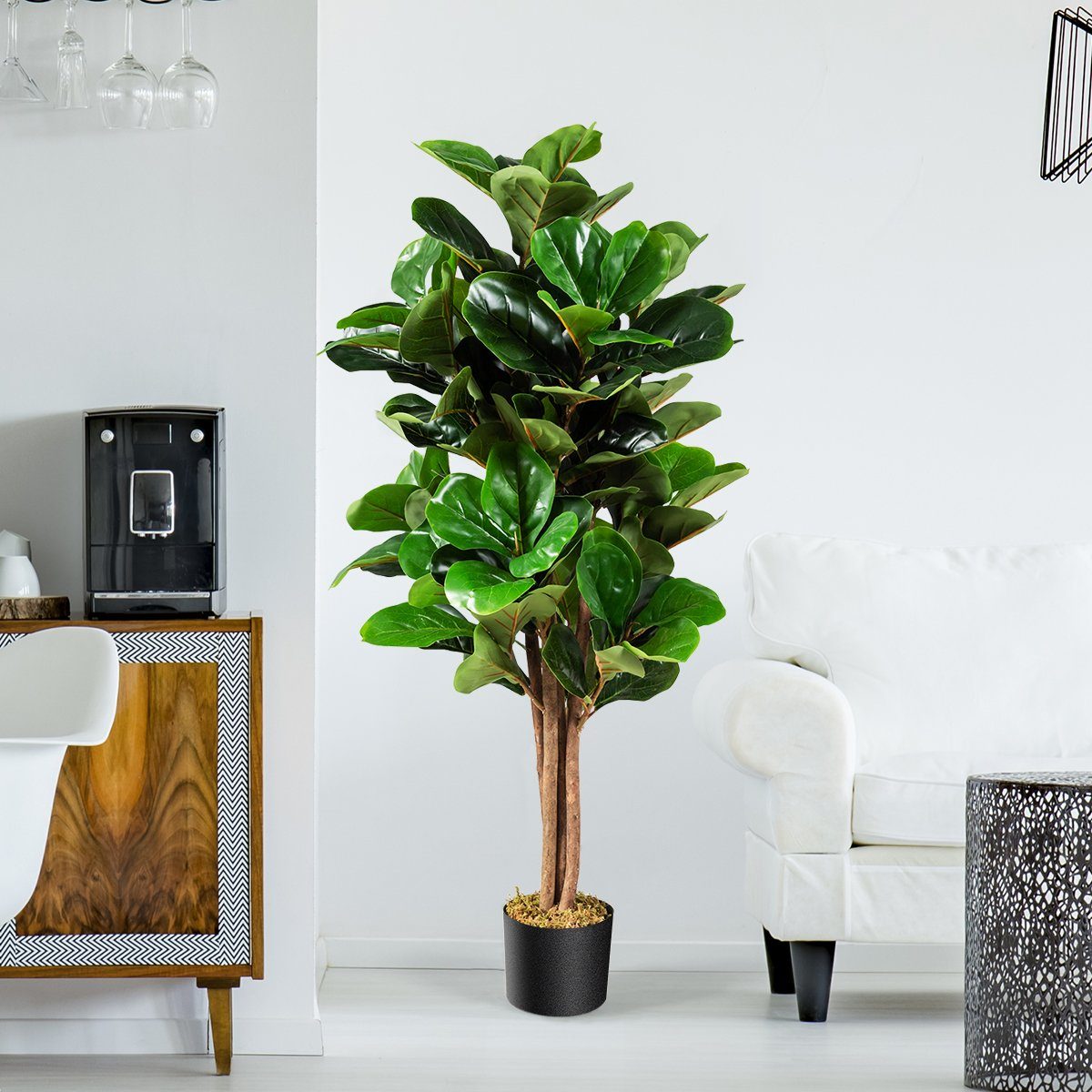 120cm Kunstpflanze, cm, 120 grün Topf, Feigenbaum, mit COSTWAY, Höhe
