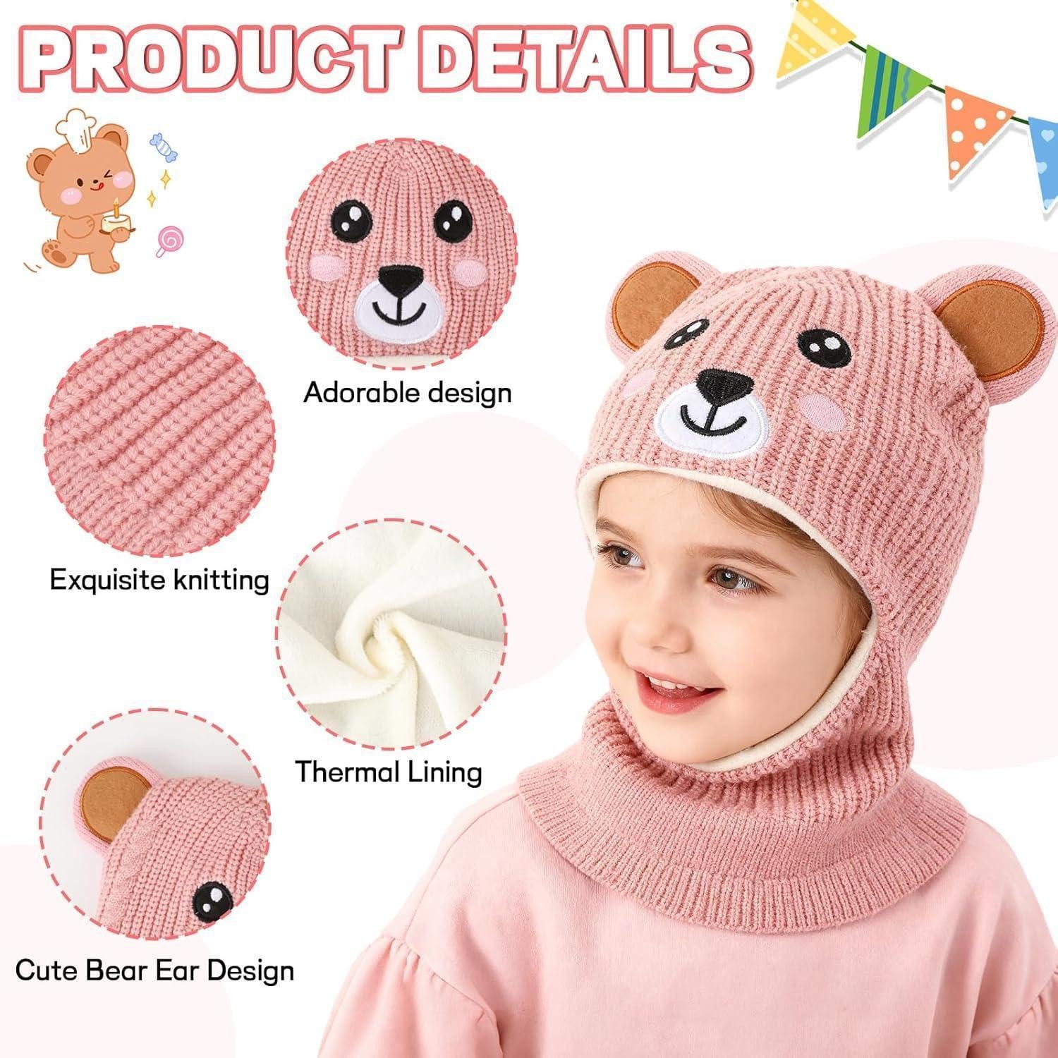 LuxusKollektion Sturmhaube Schlupfmütze Baby Mädchen Jungen Thermofleece Earflap Kapuze Rosa