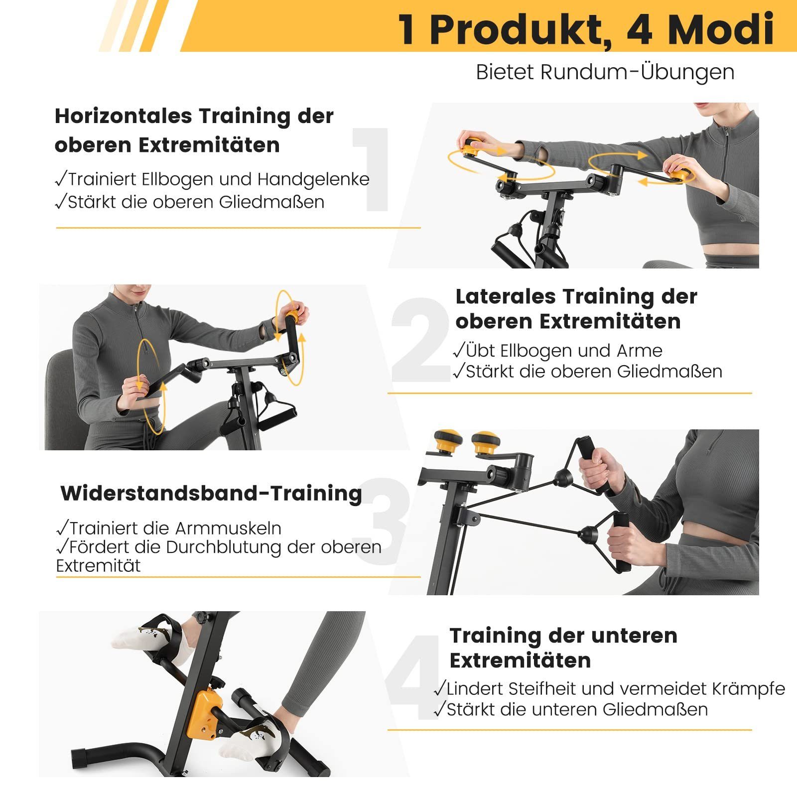 COSTWAY Heimtrainer Fitnessbike, Mini Stepper, 9 stufig verstellbar