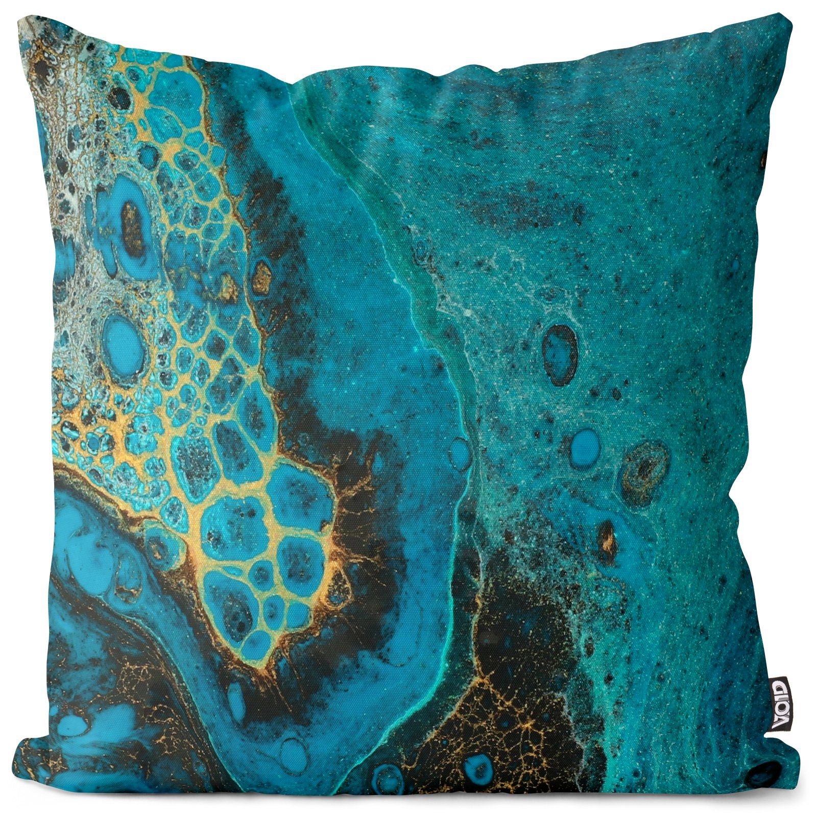 Kissenbezug, VOID (1 Stück), Sofa-Kissen acryl uralt färbe orientalisch ornament malen meer Oberfläche luxus Christal blau grün Stein Natur bunt Wasser Küste Urlaub