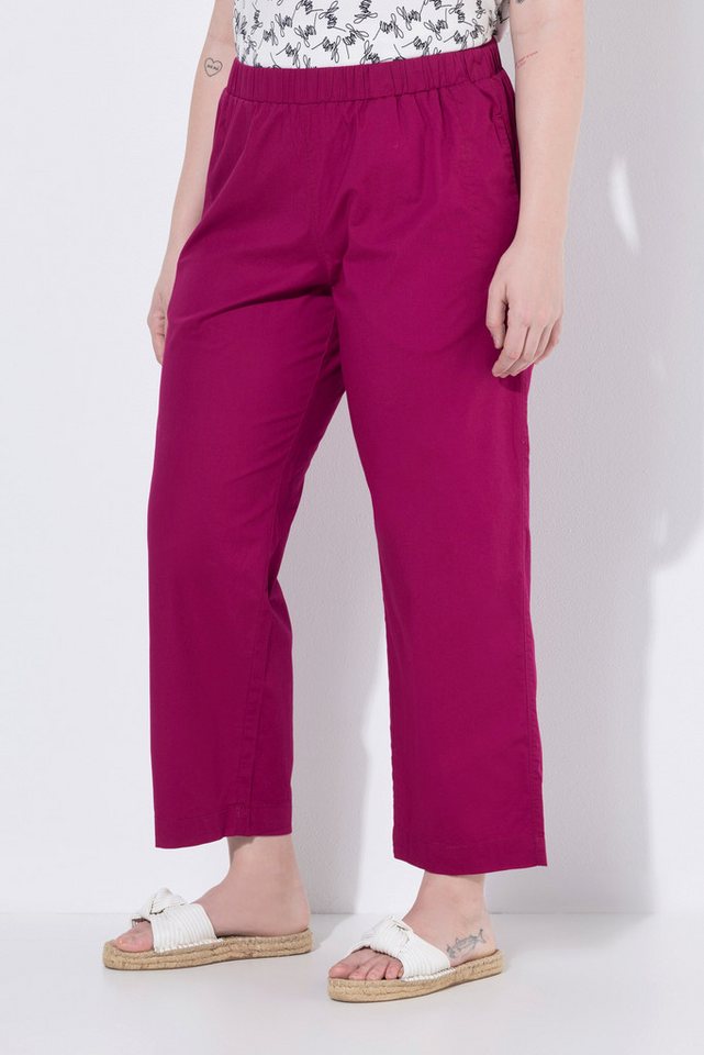 Ulla Popken Chinohose 7/8-Chinohose Ruby Elastikbund weites gerades Bein