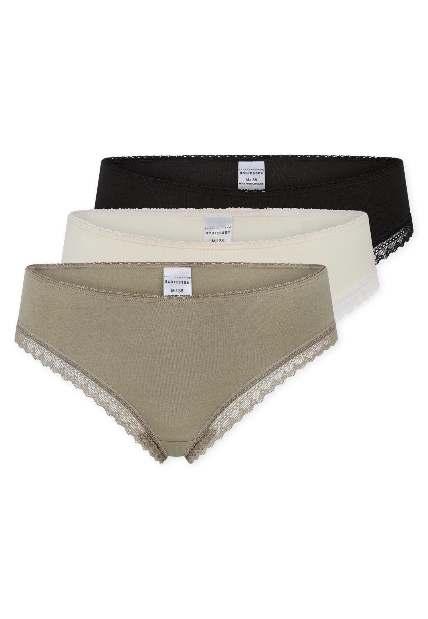 Schiesser String Modern Multipacks (3er Pack) Spitzenbänder, Baumwollmischung, Single Jersey