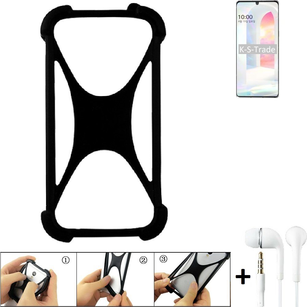 K-S-Trade Handyhülle für LG Electronics Velvet, Handy-Hülle + headphones Schutz-Hülle Bumper Silikon Cover Case