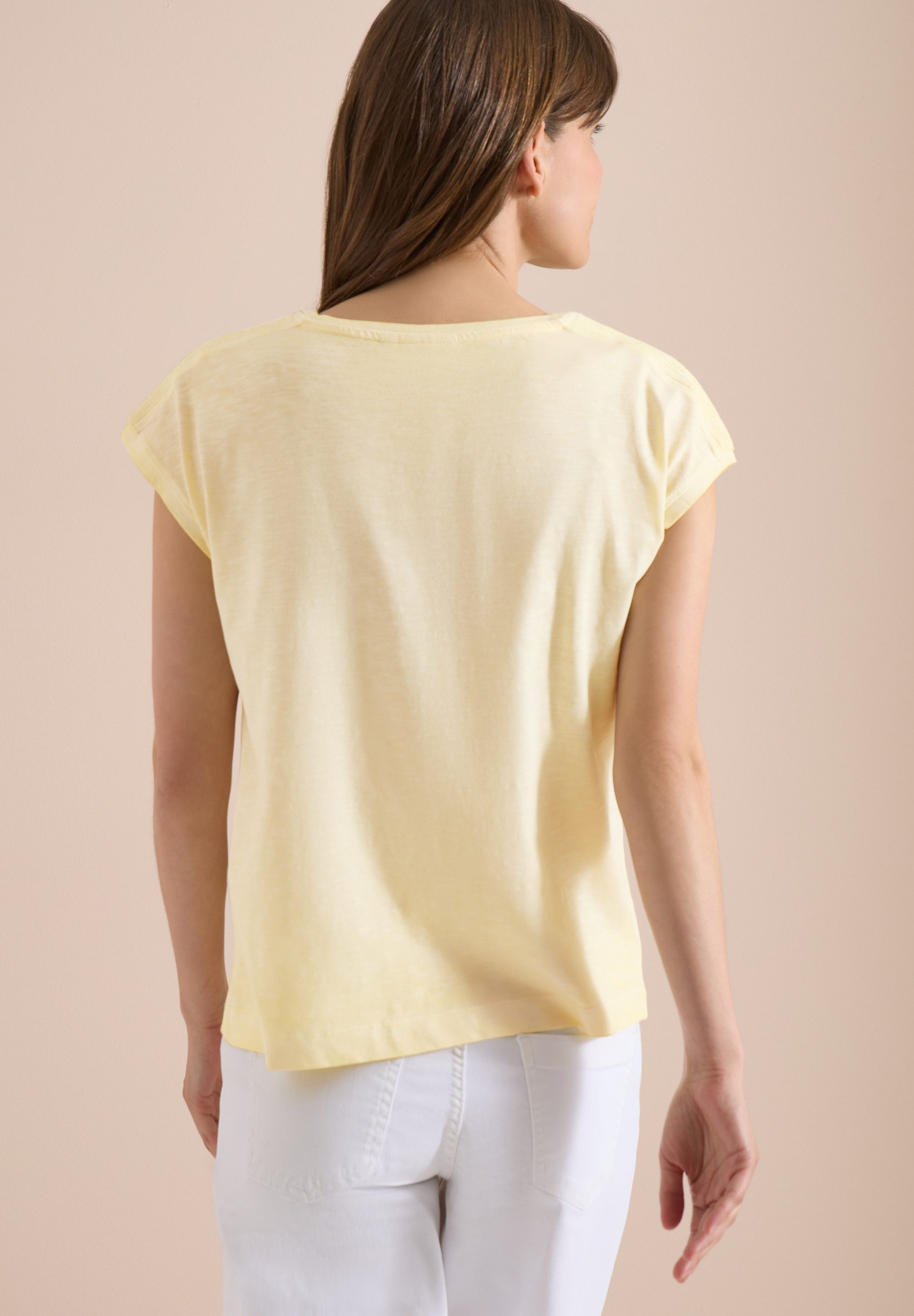 CECIL T-Shirt U-Boot-Ausschnitt, Garment-Dye Optik